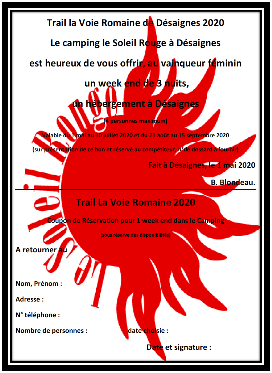 week end à gagner camping le soleil rouge vainquer féminine Ardèche Trail la Voie romaine