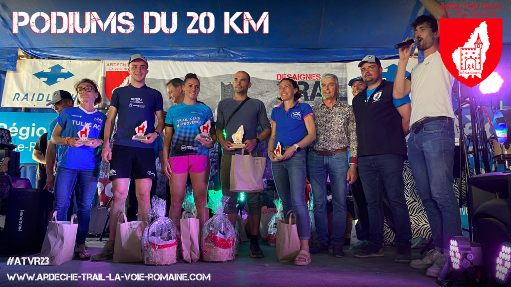 Podium 20 km Ardèche Trail la Voie Romaine 2023